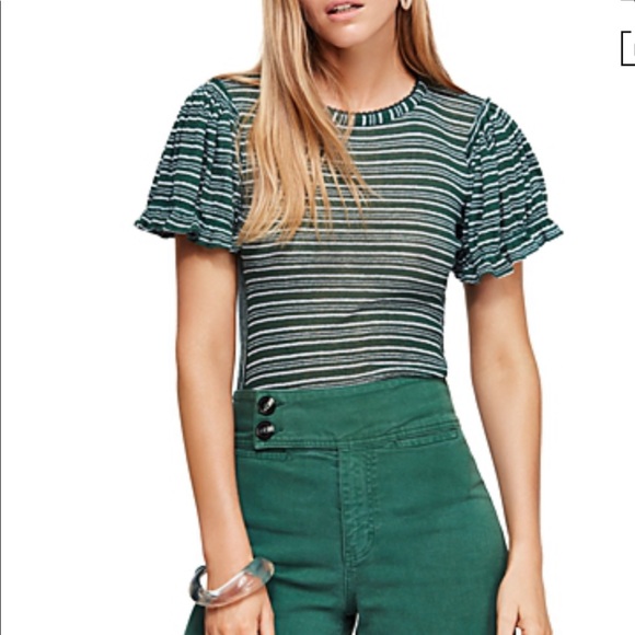 Free People Tops - Green  striped blouse free people large
